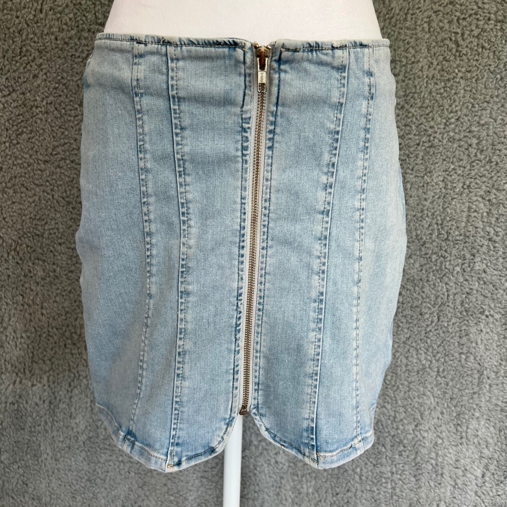 Free People Layla Denim Mini Skirt Stretch 10 Starwash Light Wash We The Free